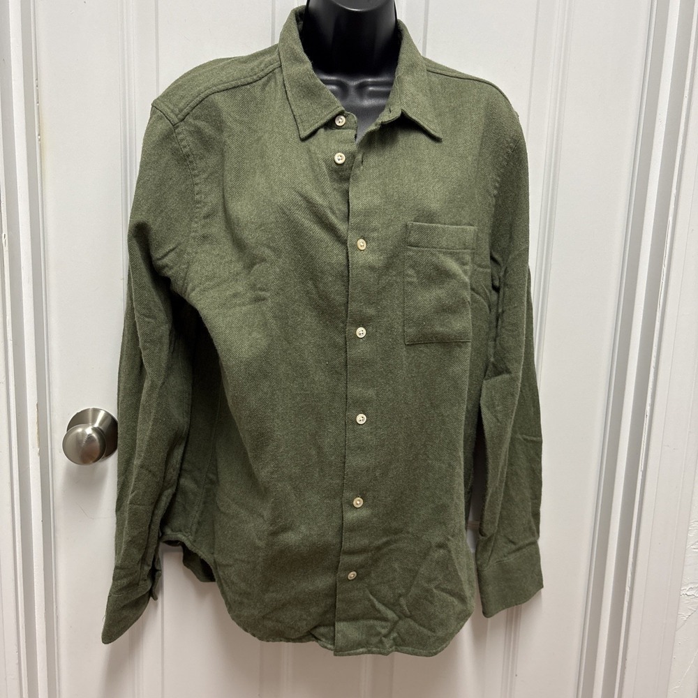 NWT Madewell Perfect Fit‎ Flannel Brushed Cotton Button-down Army Green - Medium